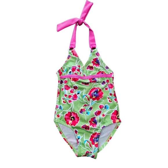 Penelope Mack Other - Penelope Mack, LTD Baby One Piece Floral Halter Tie Neck Swimsuit Size 12M